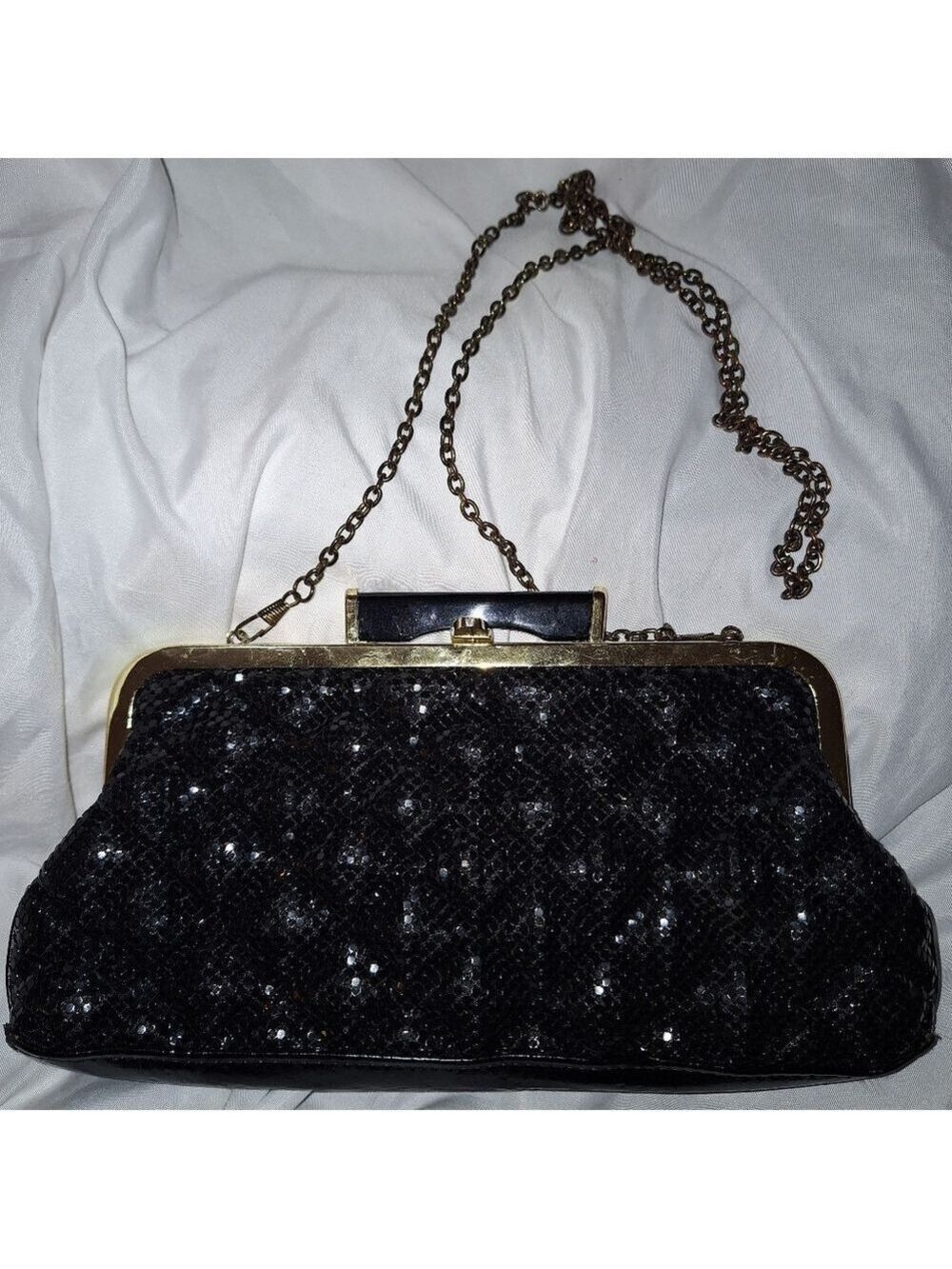 Bebe Black Mesh Clutch Evening Bag